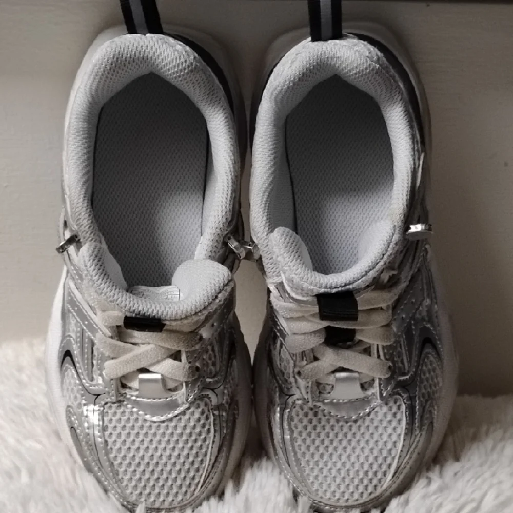 Stylish Silver and White Kids Like 7/10 Years Old Sneakers